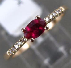 ESTATE .39CT ROUND DIAMOND & OVAL AAA RUBY 14K ROSE GOLD FRIENDSHIP PROMISE RING