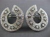 ESTATE LARGE 1.36CT DIAMOND 18KT WHITE GOLD OPEN FILIGREE HOOP CLIP ON EARRINGS