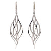 ESTATE .82CT DIAMOND 18KT WHITE GOLD 3D CLASSIC TEAR DROP LOVE HANGING EARRINGS