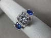 ESTATE LARGE 2.42CT DIAMOND & AAA SAPPHIRE 14K WHITE GOLD SQUARE ENGAGEMENT RING