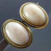 ANTIQUE LARGE OVAL AAA CORAL 18KT YELLOW GOLD CLIP ON EARRINGS BEAUTIFUL #2842