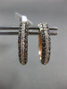ESTATE .90CT WHITE & CHOCOLATE FANCY DIAMOND 14KT ROSE GOLD 3 ROW OVAL EARRINGS