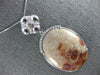 ESTATE LARGE 26.30CT DIAMOND & AAA CORAL 14KT WHITE GOLD 3D OVAL FLOWER PENDANT