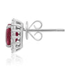 ESTATE 2.93CT DIAMOND & AAA RUBY 18KT WHITE GOLD OVAL HALO CLASSIC STUD EARRINGS