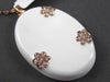 ESTATE LARGE .45CT DIAMOND & WHITE ENAMEL 14KT ROSE GOLD ETOILE FLOWER PENDANT