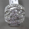 ESTATE LARGE WIDE 2.49CT DIAMOND 18K WHITE GOLD 3D MULTI WOVEN ROW INFINITY RING