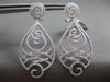 ESTATE LARGE 1.55CT DIAMOND 14KT WHITE GOLD 3D OPEN FILIGREE TEAR DROP EARRINGS