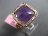 ESTATE EXTRA LARGE 5.52CT DIAMOND & AAA AMETHYST 14KT ROSE GOLD SQUARE HALO RING