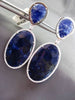 ESTATE LARGE 1.80CTW DIAMOND & FANCY BLUE SODALITE 14KT WHITE GOLD DROP EARRINGS