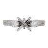 ESTATE .58CT DIAMOND 18KT WHITE GOLD 3 STONE 4 PRONG SEMI MOUNT ENGAGEMENT RING