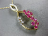 ESTATE .65CT DIAMOND & AAA RUBY 14K YELLOW GOLD 3D MARQUISE SHAPE FLOWER PENDANT