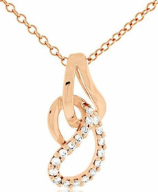 ESTATE .18CT DIAMOND 14KT ROSE GOLD 3D TEAR DROP LOVE KNOT FLOATING PENDANT