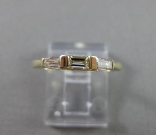 ESTATE .48CT DIAMOND 14K YELLOW GOLD 3 STONE BAGUETTE ANNIVERSARY RING 2mm #6612