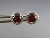 ESTATE 1.17CT DIAMOND & AAA GARNET 14KT WHITE GOLD ROUND HALO STUD EARRINGS