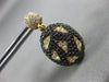 ESTATE LARGE 2.32CT WHITE & BLACK DIAMOND 18K YELLOW & BLACK GOLD OVAL EARRINGS