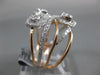 ESTATE LARGE .69CT DIAMOND 14KT WHITE & ROSE GOLD LEAF MULTI ROW FLOWER FUN RING