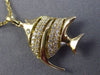 ESTATE .26CT DIAMOND 14KT YELLOW GOLD HANDCRAFTED 3D LUCKY FISH FLOATING PENDANT