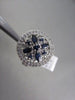 ANTIQUE  WIDE 1.15CT DIAMOND & AAA BLUE SAPPHIRE 14KT WHITE GOLD 3D FLOWER RING