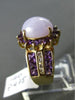 ESTATE WIDE 4.16CT DIAMOND AMETHYST & ONYX 14KT YELLOW GOLD FLOWER CLUSTER RING