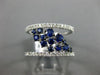 ESTATE WIDE .98CT DIAMOND & AAA SAPPHIRE 14K WHITE GOLD CLUSTER ANNIVERSARY RING
