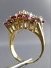 ESTATE 1.45CT ROUND MARQUISE DIAMOND & RUBY 14KT TWO TONE 3D GOLD BALLERINA RING