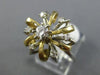ANTIQUE WIDE .36CT DIAMOND 14KT WHITE & YELLOW GOLD SOLITAIRE ETOLIE FLOWER RING