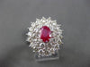 ANTIQUE LARGE 3.35CT DIAMOND & RUBY 18KT WHITE GOLD 3D ENGAGEMENT COCKTAIL RING