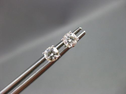 ESTATE .70CT DIAMOND 14KT WHITE GOLD SOLITAIRE SCREW BACK EARRINGS 5mm #22059