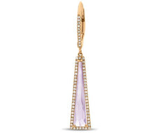 2.11CT DIAMOND & AAA PINK AMETHYST 14KT ROSE GOLD 3D TRIANGULAR HANGING EARRINGS