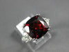 ESTATE LARGE 5.05CT DIAMOND & AAA GARNET 14KT WHITE GOLD SQUARE ENGAGEMENT RING