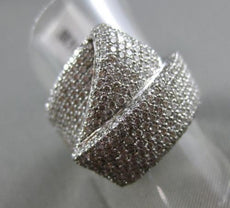 ESTATE LARGE 2.83CT DIAMOND 18KT WHITE GOLD 3D ZIG ZAG MICRO PAVE COCKTAIL RING