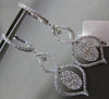 ESTATE 1.31CT DIAMOND 14KT WHITE GOLD 3D INFINITY OVAL CLUSTER HANGING EARRINGS
