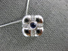 ESTATE .18CT DIAMOND & AAA SAPPHIRE 14KT WHITE GOLD 3D FLOWER SQUARE FUN PENDANT