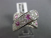 ESTATE LARGE 4CT ROUND DIAMOND & AAA PINK SAPPHIRE 14K WHITE GOLD 3D LOVE X RING