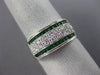 ESTATE WIDE .95CT DIAMOND & AAA EMERALD 18KT WHITE GOLD WEDDING ANNIVERSARY RING