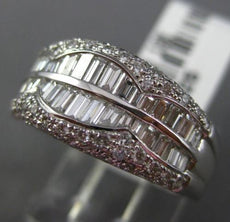 ESTATE WIDE 2.13CT ROUND & BAGUETTE DIAMOND 18KT WHITE GOLD 3D ANNIVERSARY RING
