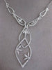 ESTATE LARGE .89CT DIAMOND 18KT WHITE GOLD OPEN MULTI LEAF FLORAL DROP NECKLACE