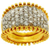 ESTATE 1.70CT DIAMOND 14K YELLOW GOLD 3D MULTI ROW PAVE WEDDING ANNIVERSARY RING