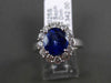 ESTATE 3.84CT DIAMOND & AAA SAPPHIRE 14KT WHITE GOLD OVAL HALO ENGAGEMENT RING