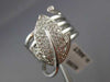 ANTIQUE WIDE .60CT DIAMOND 14KT WHITE GOLD 3D CLASSIC PAVE LEAF COIL RING #16809