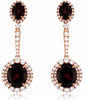 ESTATE LARGE 14.15CT DIAMOND & AAA RHODOLITE 14KT ROSE GOLD 3D HANGING EARRINGS