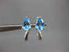 ESTATE 2.40CT DIAMOND & AAA BLUE TOPAZ 18K WHITE GOLD TEAR DROP HANGING EARRINGS