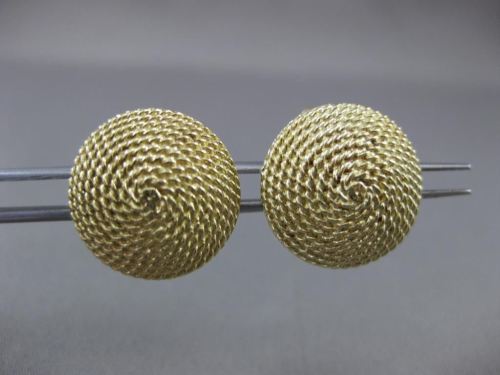 ESTATE LARGE 14KT YELLOW GOLD 3D ROUND MILGRAIN DOME SHAPE CUFF LINKS #21214