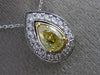 ESTATE GIA 1.51CT DIAMOND & FANCY YELLOW 18K 2 TONE GOLD HALO PEAR SHAPE PENDANT