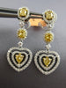 ESTATE LARGE 2.34CT WHITE & FANCY YELLOW DIAMOND 18KT 2 TONE GOLD HEART EARRINGS