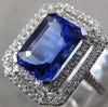 ESTATE LARGE 5.14CT DIAMOND & AAA TANZANITE 14KT WHITE GOLD HALO ENGAGEMENT RING
