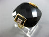 ESTATE LARGE 18.14CT DIAMOND & AAA EXTRA FACET ONYX 14KT YELLOW GOLD SQUARE RING