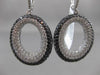 ESTATE LARGE 4.16CTW BLACK & WHITE DIAMOND 18KT WHITE GOLD OVAL HANGING EARRINGS