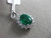 ESTATE LARGE 2.36CT DIAMOND & AAA EMERALD 18KT WHITE GOLD 3D OVAL HALO PENDANT