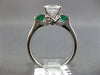 ESTATE 1.35CT DIAMOND & AAA EMERALD 14KT WHITE GOLD THREE STONE ENGAGEMENT RING